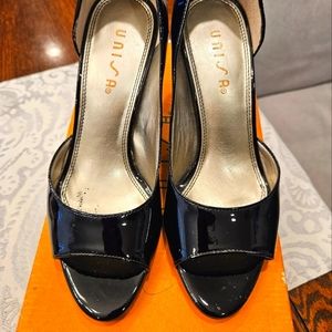Dressy Open toe Unisa Patent leather Shoes (7) Black